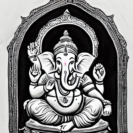 Image similar to a ganesh god inequivalent in strength and stamina foreseeing the ultimate testimony unbeknownst to humankind, cosmic overseer of justice and perseverance