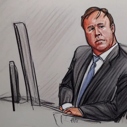 Image similar to alex jones courtroom sketch court trial