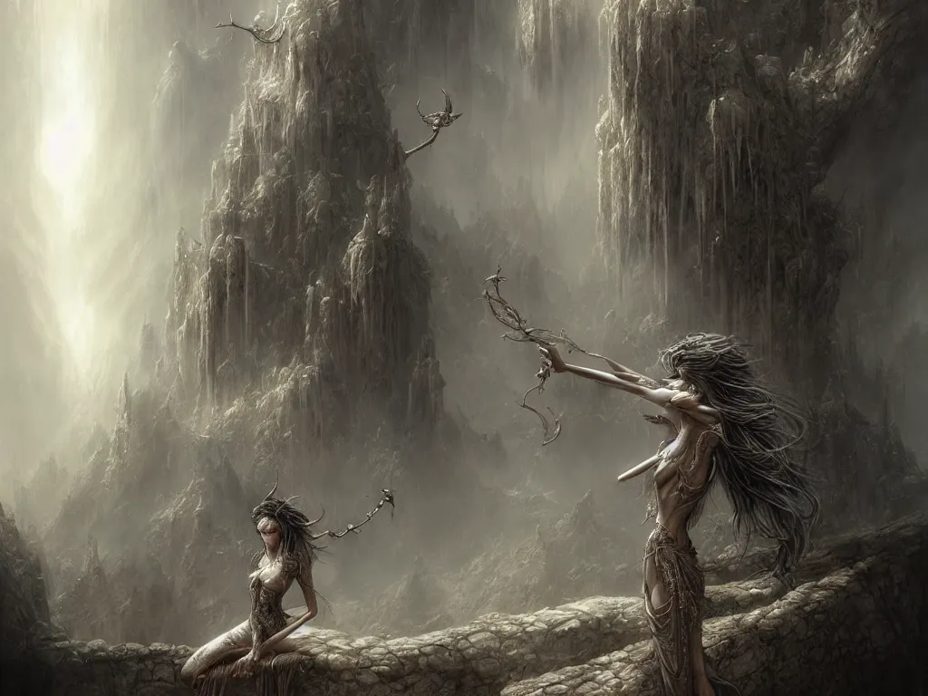 Image similar to a spiritual journey to the divine, by luis royo, by peter mohrbacher, concept art, digital illustration, intricate, masterpiece, elegant, super detailed, unreal engine rendering, smooth, sharp focus, artstation hq