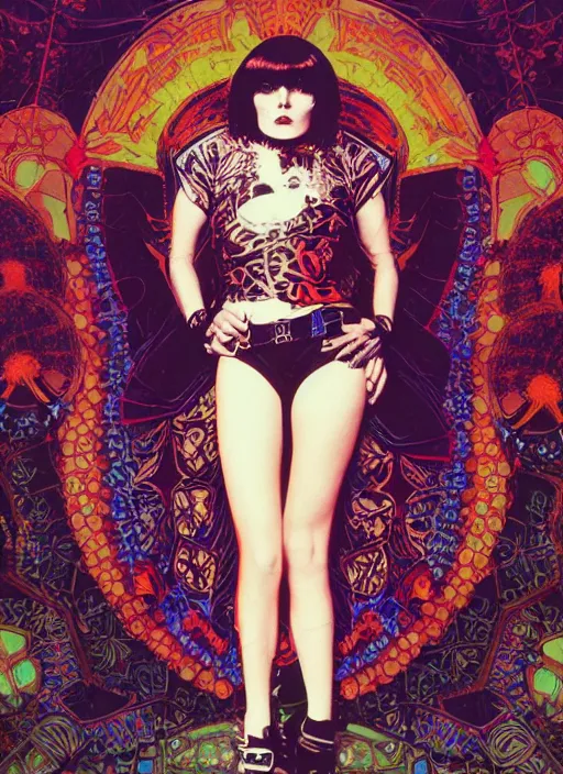 Image similar to cute punk goth fashion fractal young Debbie Harry posing by Zhang Jingna, punk poster art by Victor Moscoso Dan Mumford Kilian Eng Hannah Jeffrey Smith Rick Griffin Alphonse Mucha Gustav Klimt Ayami Kojima Amano Charlie Bowater