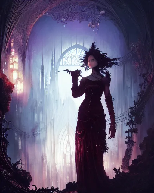 Prompt: fantasy gothic violin, fractal crystal, beauty portrait, by WLOP and Victo ngai, lineage 2 revolution style, unreal engine, beautifully lit, highly detailed, fantasy art by Craig Mullins and Thomas Kinkade