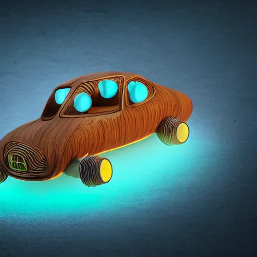 Image similar to tiny wooden car, floating, rbc, radiolaria, protophyta, micro - organisms, center frame, symmetric, rim light, marine microbiology, bioluminescence, electric, soft, concept art, intricate details, highly detailed, colorful, photorealistic, disney pixar, octane render, iridescent, anime, 8 k