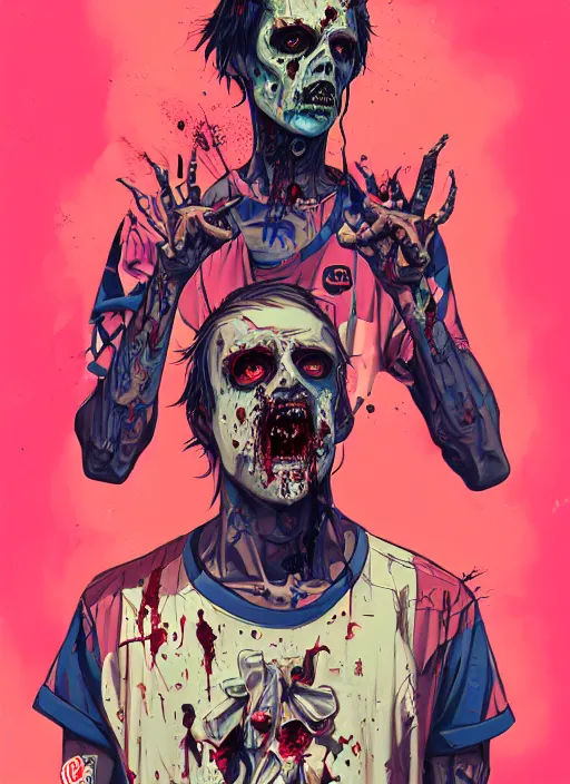 Image similar to zombie full body male modeling hiphop streetwear drip, tristan eaton, victo ngai, artgerm, rhads, ross draws