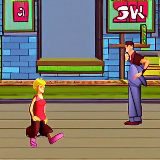 Prompt: “ a still from a cel shaded seinfeld tv show 3 d platformer game in 2 0 0 5 ”