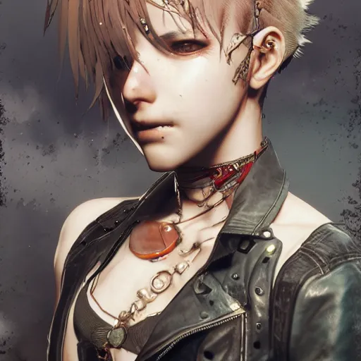 Prompt: highly detailed portrait of a punk young lady by Akihiko Yoshida, Greg Tocchini, 4k resolution