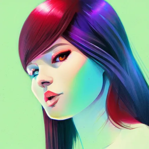 Image similar to half - voidcore symmetrical woman with cute - fine - face, pretty face, multicolored hair, realistic shaded perfect face, extremely fine details, by realistic shaded lighting, dynamic background, poster by ilya kuvshinov katsuhiro otomo, magali villeneuve, artgerm, jeremy lipkin and michael garmash and rob rey, pascal blanche, riot games