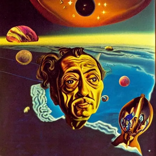 Prompt: Salvador Dali in space, surrealism