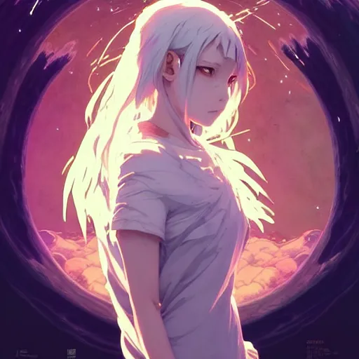 Image similar to god covered in bleach, with rhinestone eyes, covered in paralytic dreams, future pixels, illustration trending on artstation, anime. by hayao miyazaki and rossdraws and artgerm and greg rutkowski and alphonse mucha and studio ghibli and ilya kuvshinov. high quality, stunning, intricate detailed environment. 8 k