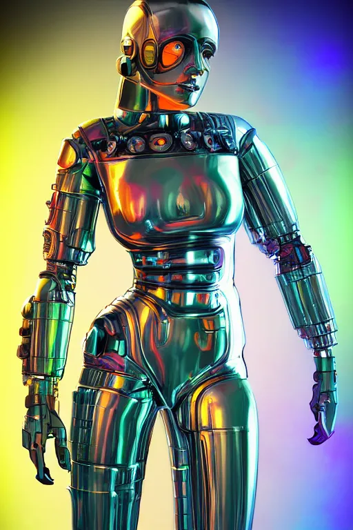 Prompt: portrait of humongous cyberpunk female android, symmetric, body full glowing vacuum tubes, realistic digital art, 3 d render of futuristic steampunk generators inside a huge steampunk engine, 8 k, fluorescent colors, halluzinogenic, multicolored, exaggerated detailed, unreal engine, by moebius