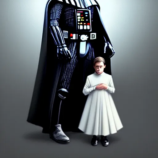 Image similar to darth vader in his first communion, art by greg rutkowski, intricate, elegant, highly detailed, smooth, sharp focus, artstation