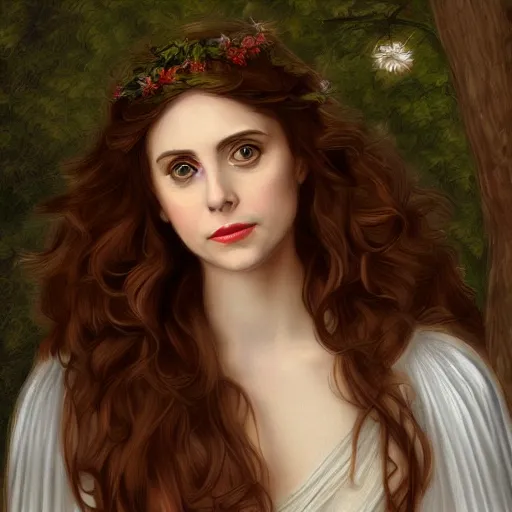 Image similar to alison brie as an angel, detailed digital painting, pre - raphaelite, intricate