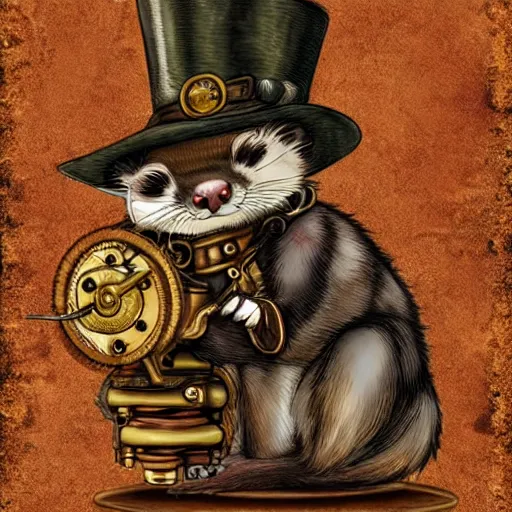 Image similar to steampunk ferret in tophet art