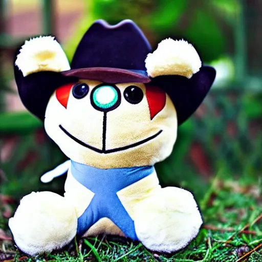 Prompt: cute fluffy plushie cowboy frog, cutecore, shaggy, stuffed animal photography,
