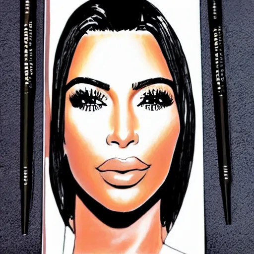 Image similar to Kim Kardashian coloring book picture in wax crayon