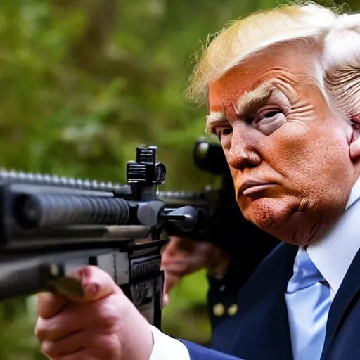 Prompt: trump with a rifle