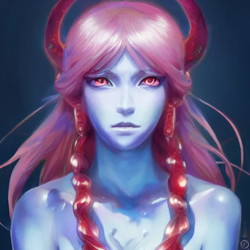 Prompt: anime portrait of Aphrodite as a shaman yedi using dark force to eliminate trump as an anime antagonist by Stanley Artgerm Lau, WLOP, Rossdraws, James Jean, Andrei Riabovitchev, Marc Simonetti, and Sakimichan, trending on artstation