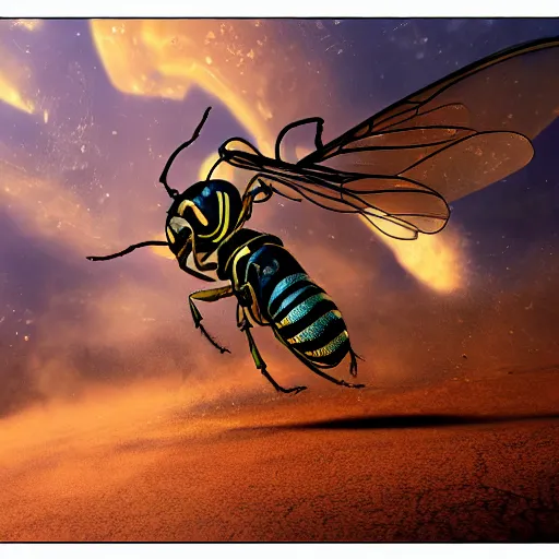 Prompt: wasp boss fight, beautiful dramatic art. 8k resolution.