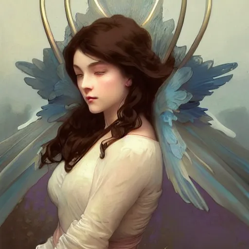 Prompt: Portrait of a beautiful young graceful female holy angel， full of details, matte painting, concept art, smooth, by Jordan Grimmer and alphonse mucha and WLOP，Soft light atmosphere，trending on cgsociety and artstation，8kHDR，light effect，rtx on，- H 768