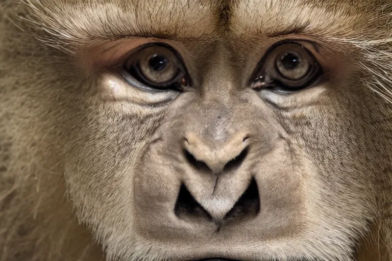 Prompt: a closeup shot of a lion monkey