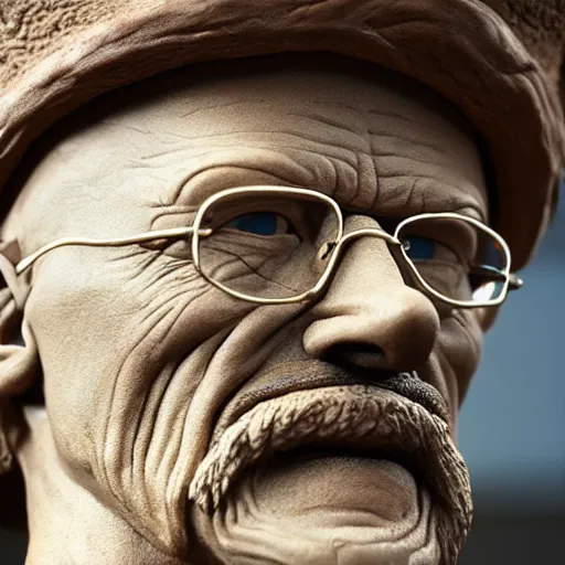 Prompt: extreme long - shot of a very detailed renaissance clay sculpture of walter white wearing a phrygian cap in times square, made by michelangelo, shot from the distance, hyper detailed, sharp focus, 8 k resolution, ray tracing