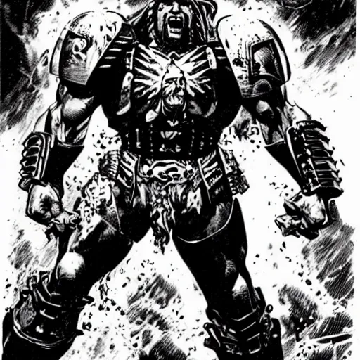 Prompt: gabriel angelos warcry by mike deodato, space marine