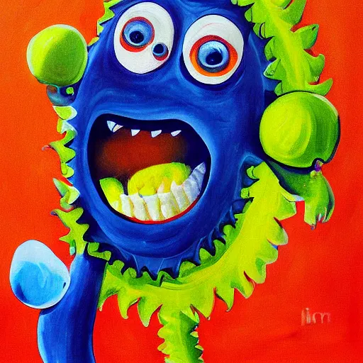 Image similar to smiling monster, painting by lilly pavlova