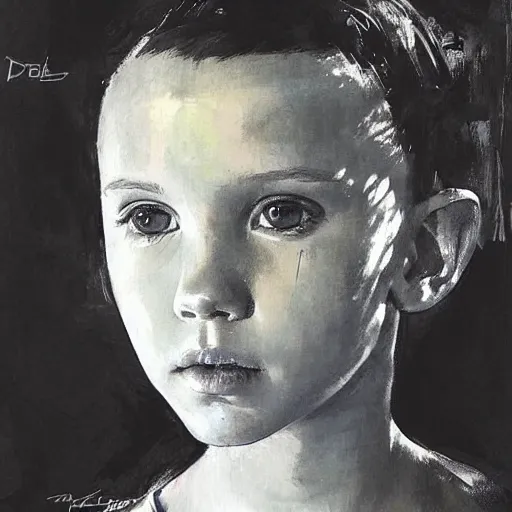 Prompt: portrait of millie bobby brown, artwork by guy denning,