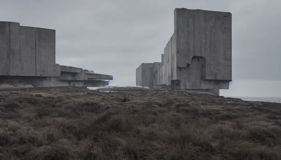 Image similar to big brutalist imperial military base on cliffs, drawing architecture, very long shot, top angle, imperial architecture in rogue one, pritzker architecture prize, brutalism architecture, jan urschel, greig fraser