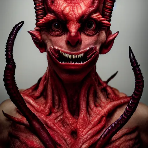 Image similar to a demon inspired by worms created by the make up artist hungry, photographed by andrew thomas huang, cinematic, expensive visual effects