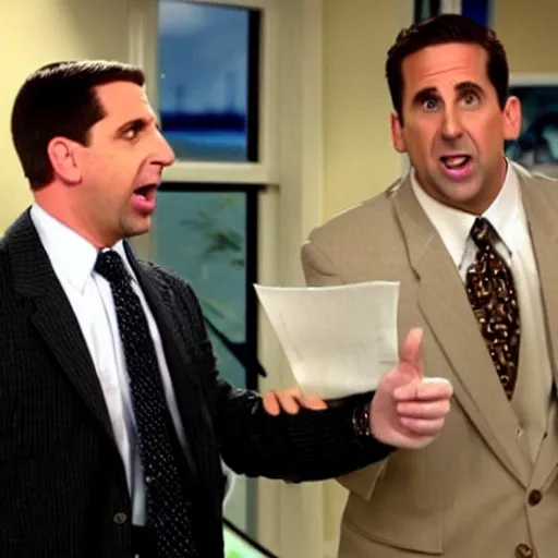 Prompt: michael scott wearing rapper clothes singing