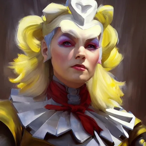 Image similar to greg manchess portrait painting of partially armored alice from alice in wonderland as overwatch character, medium shot, asymmetrical, profile picture, organic painting, sunny day, matte painting, bold shapes, hard edges, street art, trending on artstation, by huang guangjian, gil elvgren, ruan jia, randy vargas, greg rutkowski