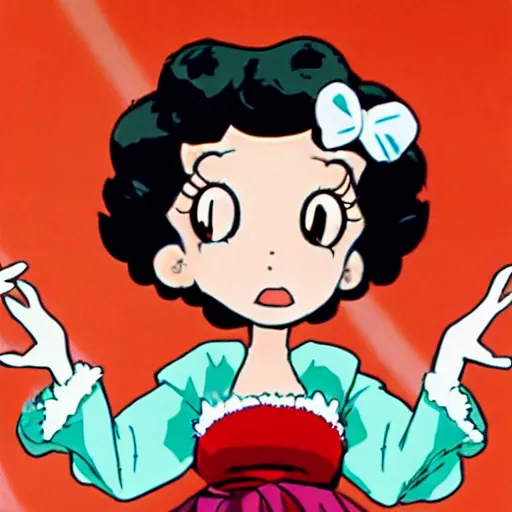 Prompt: Betty Boop as an anime protagonist in an Isekai, slice of life series