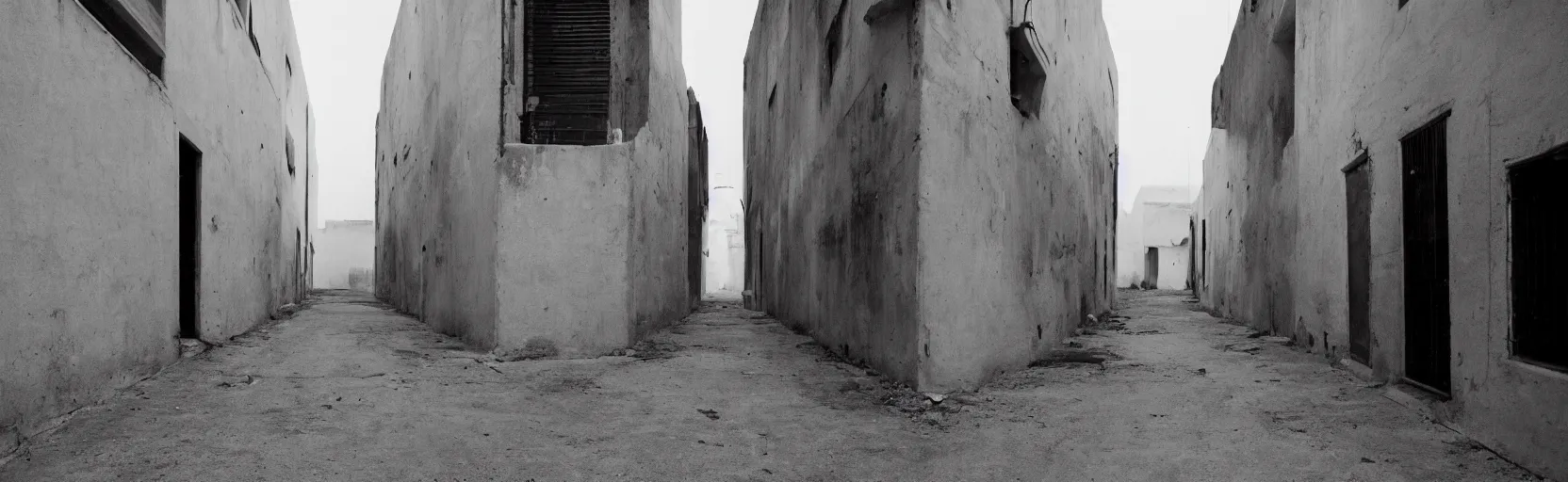 Prompt: wide, spacious, empty middle eastern laneway, suitable for hiphop music video background, cloudy dusk skies, shot by Orson Welles, beautiful decay, soft light,