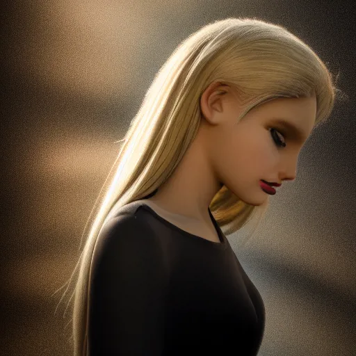 Image similar to very pretty blond female angel, shallow depth of field, moody lighting, 8 k, concept art, 2 0 mm lens,