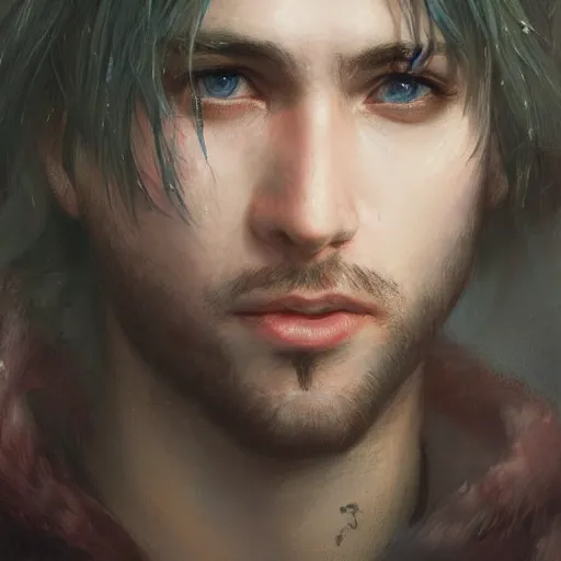 Prompt: A handsome, cute emo guy, close-up portrait illustrated by Gaston Bussiere and Greg Rutkowski, trending on artstation, artstationHD, artstationHQ, artstation digital artwork, photorealistic imagery, photorealistic facial features, intricate, 4k, 8k