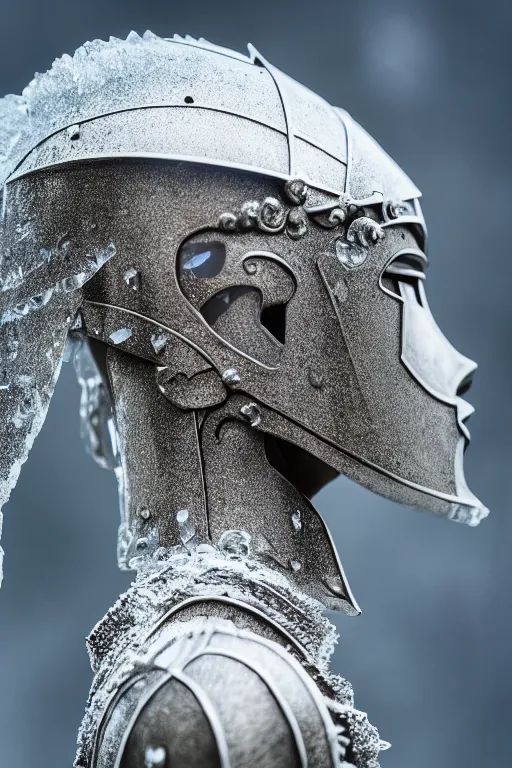 Prompt: a sculpture of female knight made of ice, symmetry, cinematic, elegant, luxury, perfect light, perfect composition, dlsr photography, sharp focus, 8 k, ultra hd, sense of awe, highly detailed, realistic, intricate