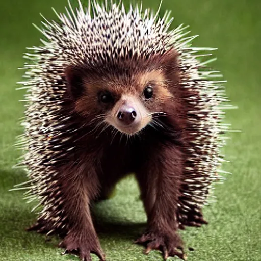 Image similar to an adorable superhero porcupine