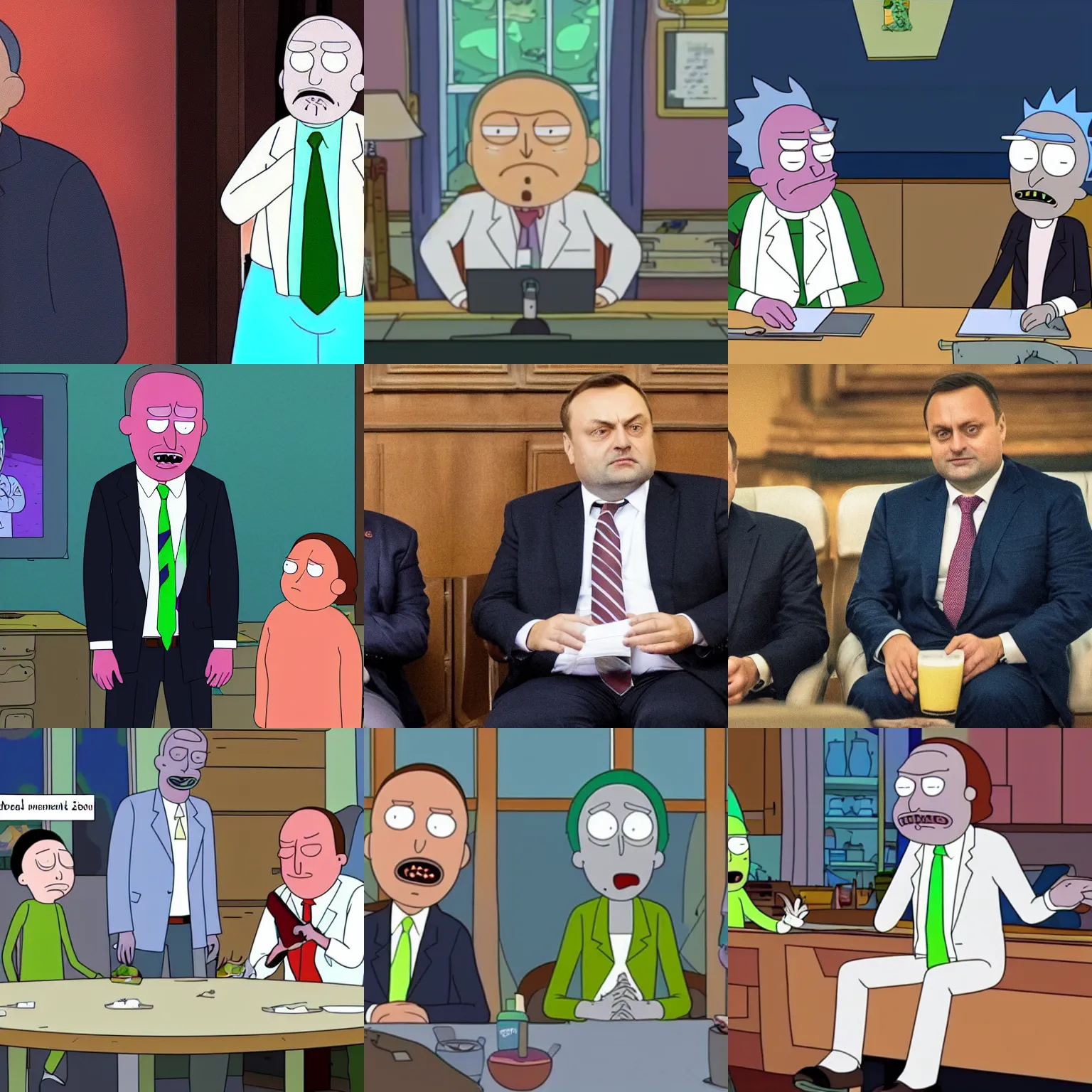 Prompt: Andrzej Duda in Rick and Morty episode