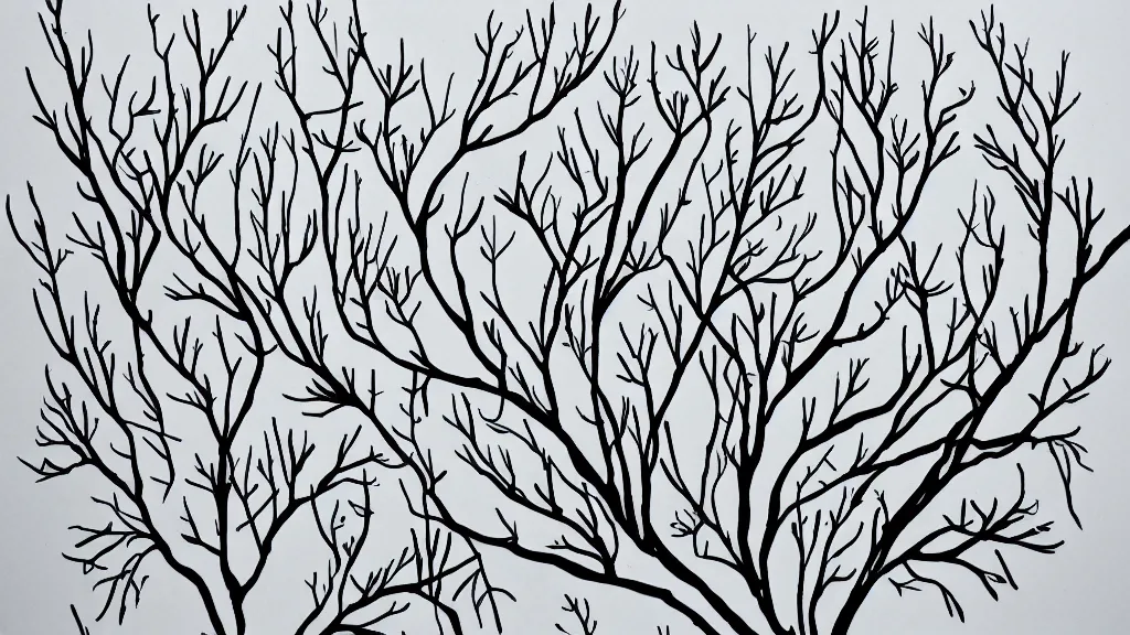 Prompt: line drawing logical inky twig