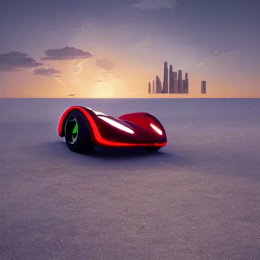 Prompt: concpet art featuring a futuristic ferrari themed hoverboard. beach, sunset. fine detail. this 4 k hd image is trending on artstation, featured on behance, well - rendered, extra crisp, features intricate detail, epic composition and the style of unreal engine.