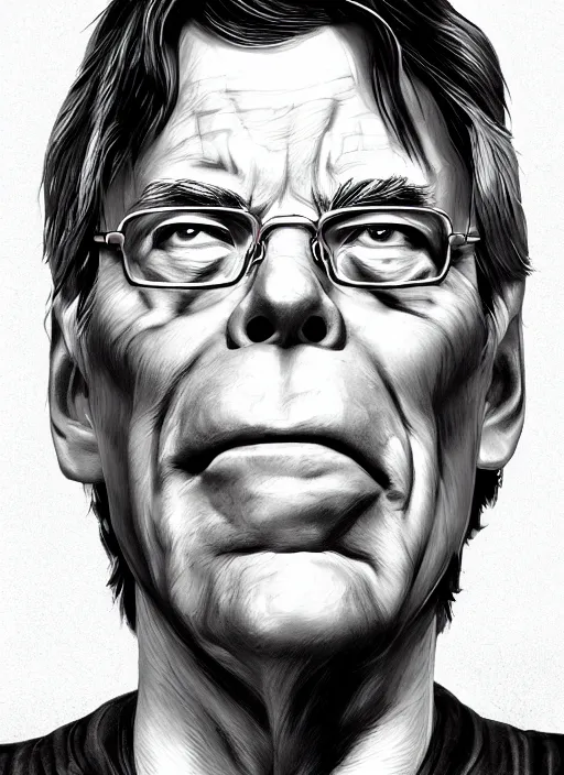 Prompt: portrait of Stephen King by NC Winters, highly detailed, centered, solid color background, digital painting, artstation, concept art, smooth, sharp focus, illustration