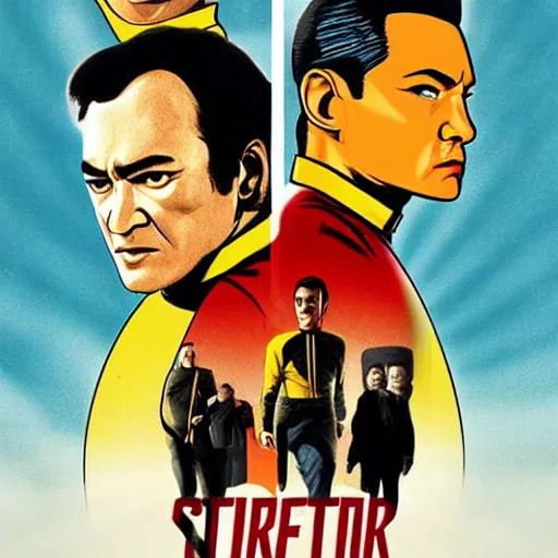 Image similar to a poster for quentin tarantino's star trek