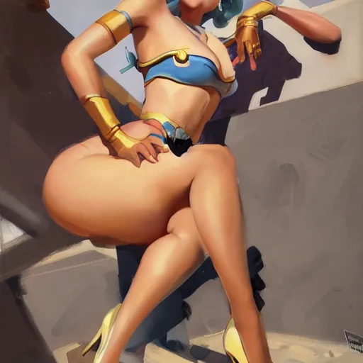 Prompt: greg manchess portrait painting of overwatch's characters as sexy 1 9 5 0's pinup art, medium shot, asymmetrical, organic painting, sunny day, matte painting, bold shapes, hard edges, street art, trending on artstation, by huang guangjian and gil elvgren and sachin teng