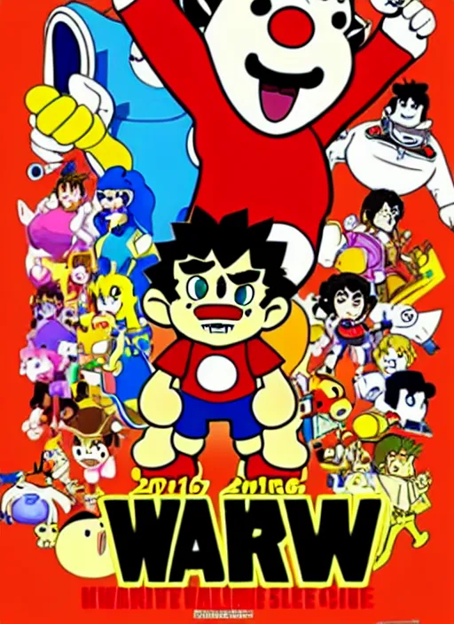Image similar to 2016 feature film poster of WarioWare cinematic universe, cel shaded CGI characters by Illumination
