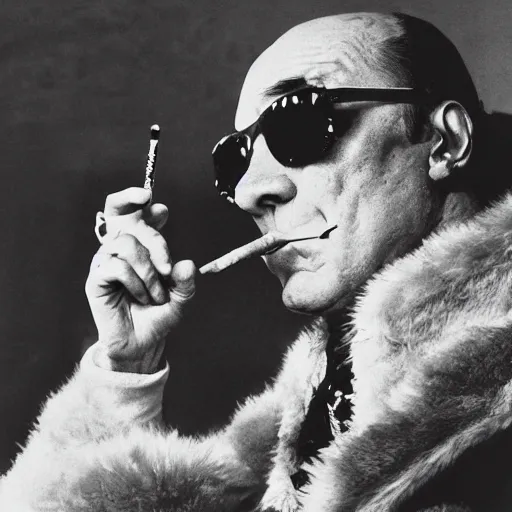 Image similar to hunter s. thompson as camel joe smoking cigarette, detailed faces