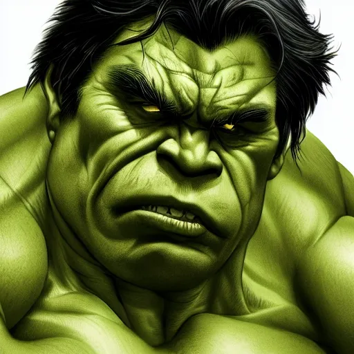 Image similar to a macro portrait of the incredible hulk mid transformation, hyperdetailed, artstation, 8k,