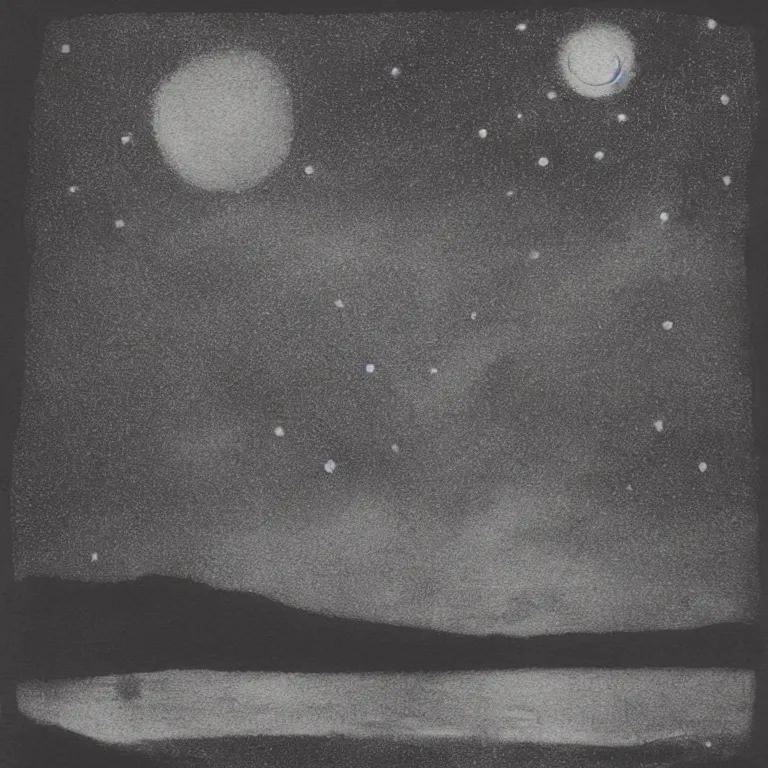 Prompt: foggy night sky, etching, black and white, high detail, engraving, printmaking, high contrast