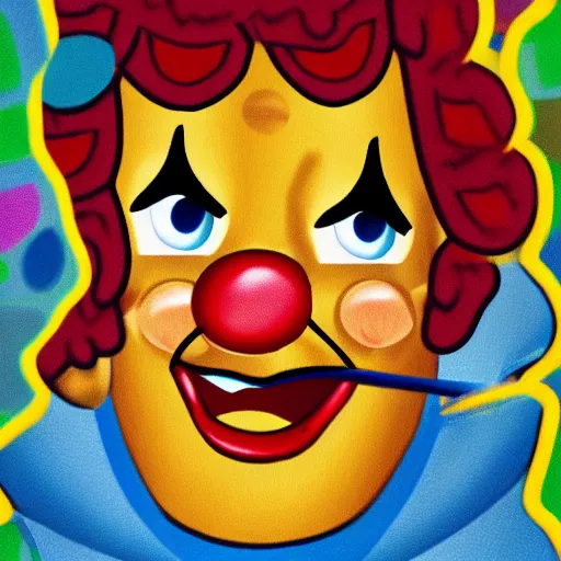 Image similar to emoji of a crying clown. high quality. emoji style.