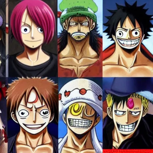 Image similar to one piece characters with human face in real life