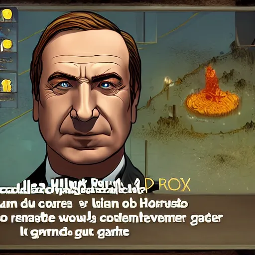 Image similar to Saul Goodman as a boss from Elden Ring, game screenshot